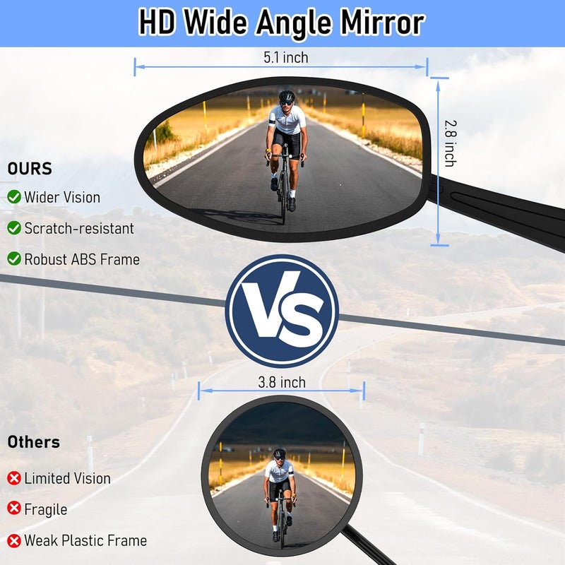 Raoot Handlebar Bike Mirror, 360° Adjustable Scratch Resistant Glass Lens, Safety Bicycle Rear View Mirrors for Ebike, Bicycle Universal Fit Accessories - Image 5